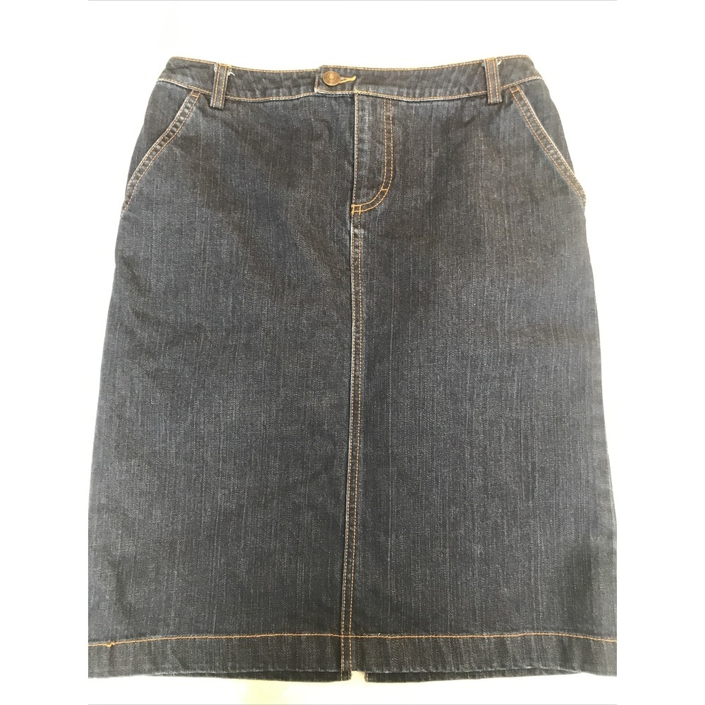 Pendleton Denim Jean Skirt  Straight Pencil Dark Blue size‎ 4 Back Slit
